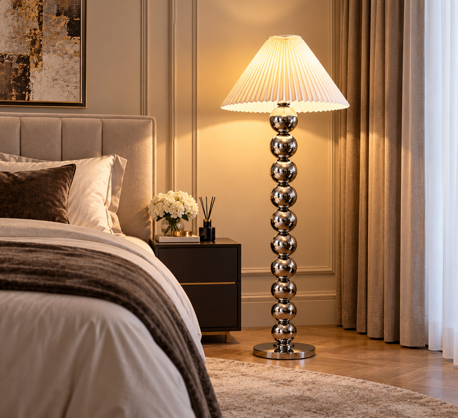 Luxury Chrome Sphere Floor Lamp – 160 cm