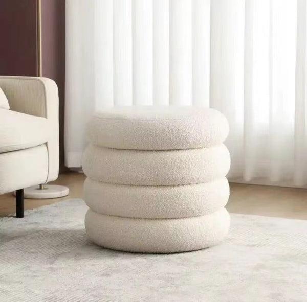 Cloud round boucle ottoman white