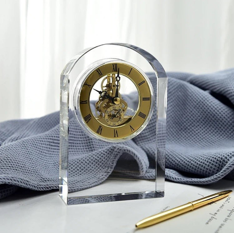 Crystal arch table clock
