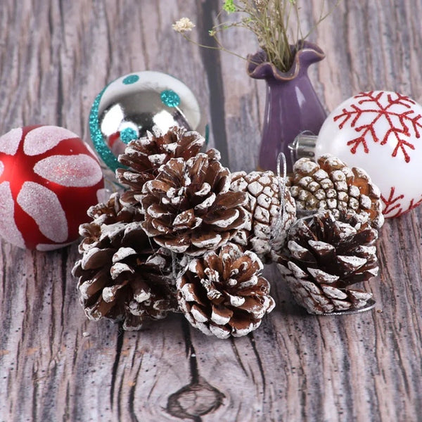 Snow tipped pine cone Christmas decor set of 4 pcs