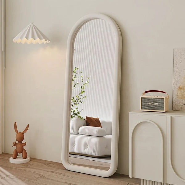 Velvet arch mirror off white