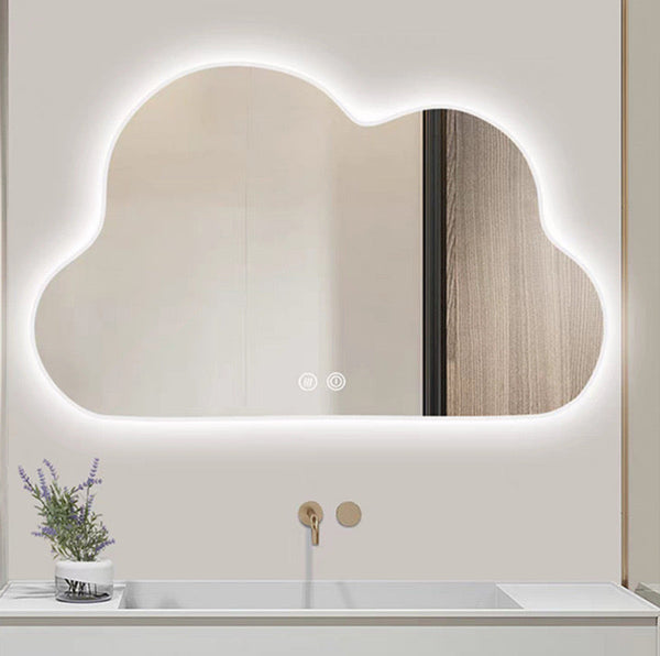 Wave wall mirror with led light