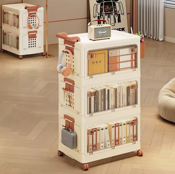 Multi -functional stackable storage cabinet modern pp plastic organizer with wheels