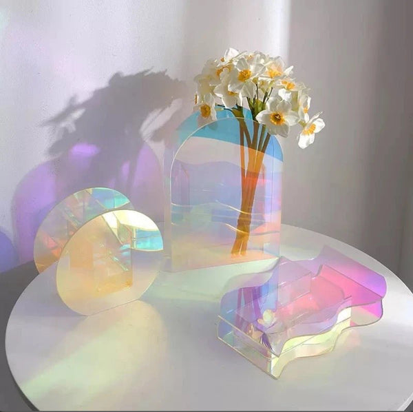 Acrylic rainbow flower vases