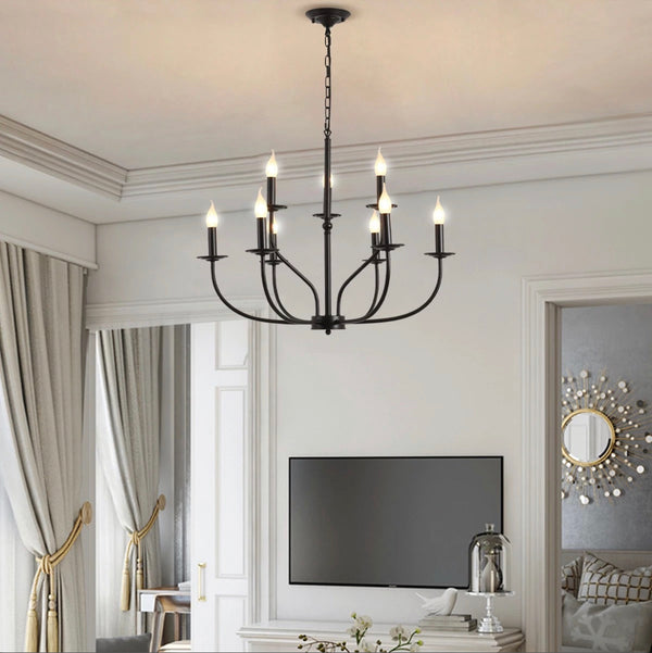 Matt black modern chandelier