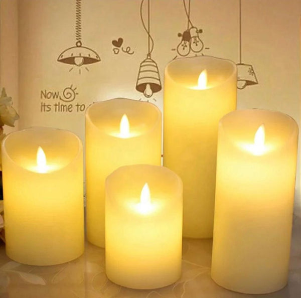 Candles with Natural Looking and Soft Glowing Light, set of 5.