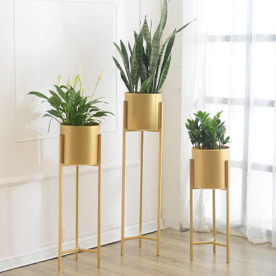 Gold Metal Plant Stands set of 3.