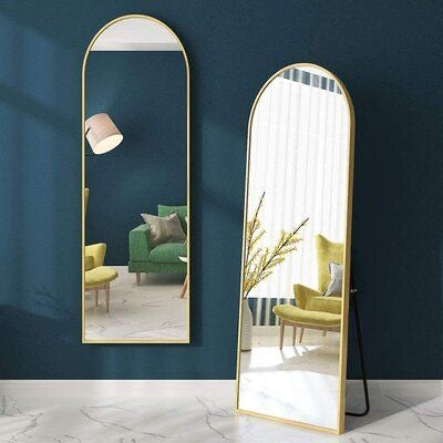 Large Floor and Wall Arch Mirror GOLD 150x50cm.