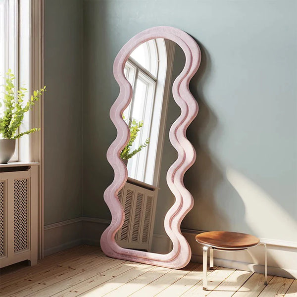 Wave Velvet Mirror Pink Frame.