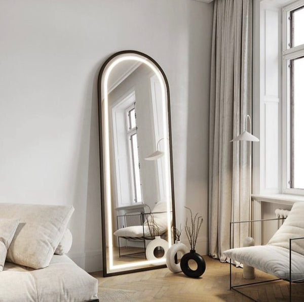 Arch Floor Mirror with LED Light full length