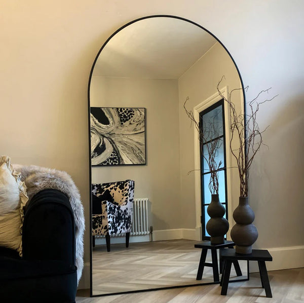 Over size aluminum Arch mirror 200 X100 cm black