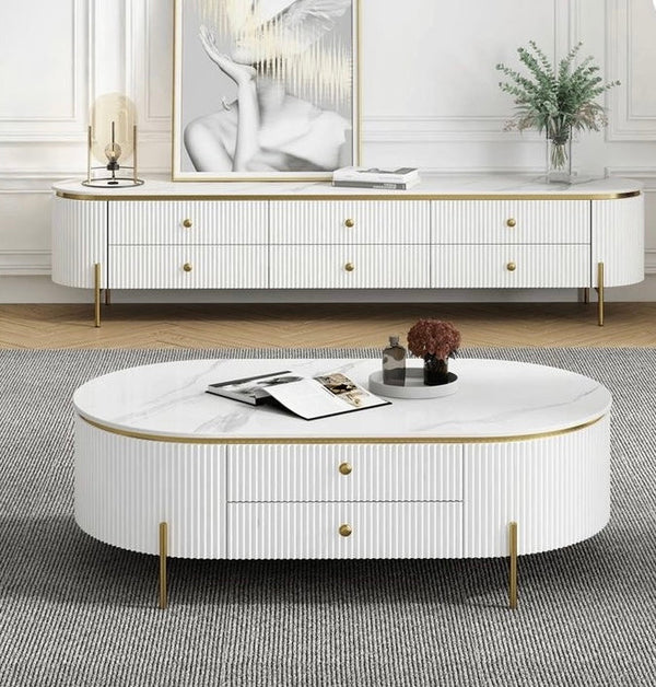 Coala Table Marble with Stainless Coffee Table