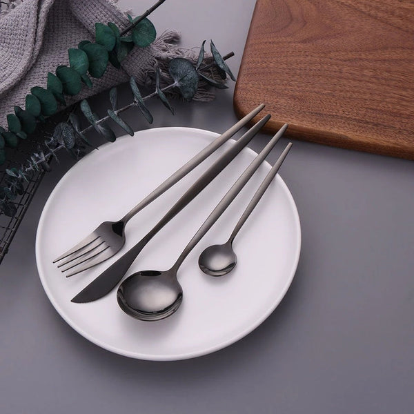 Black Stainless-Steel Cutlery set for 6 Person