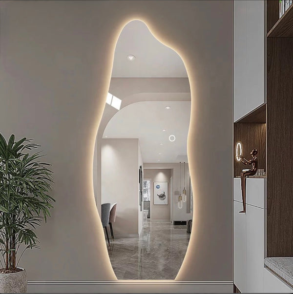 Backlit irregular shape frameless wall Mirror