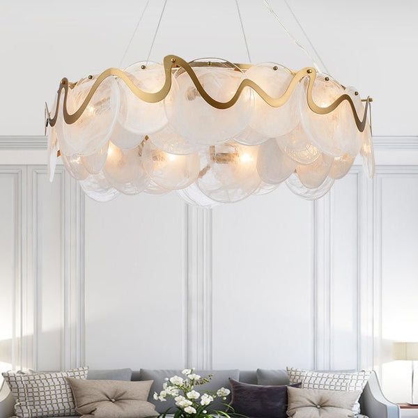 Modern Cloud Glass Led Pendant Lights Gold Metal Living Room Led Pendant Chandeliers